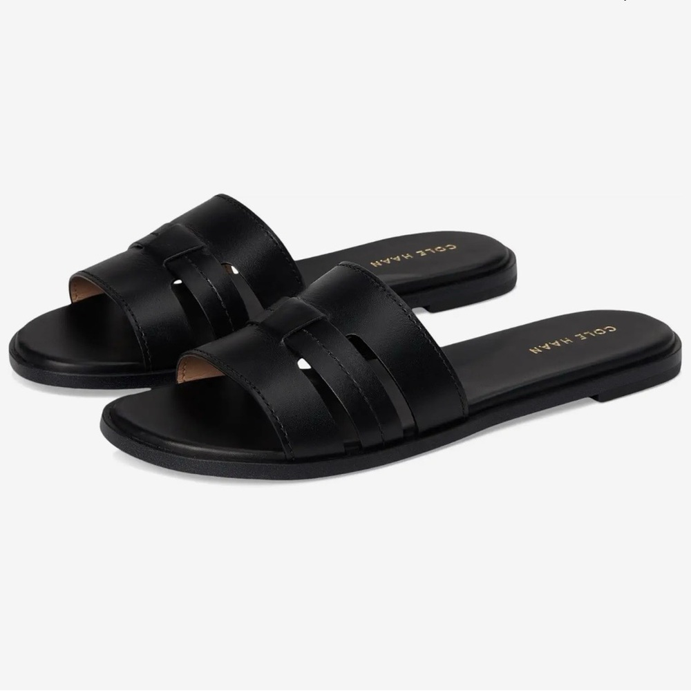 Cole Haan Black Leather Slide Sandals